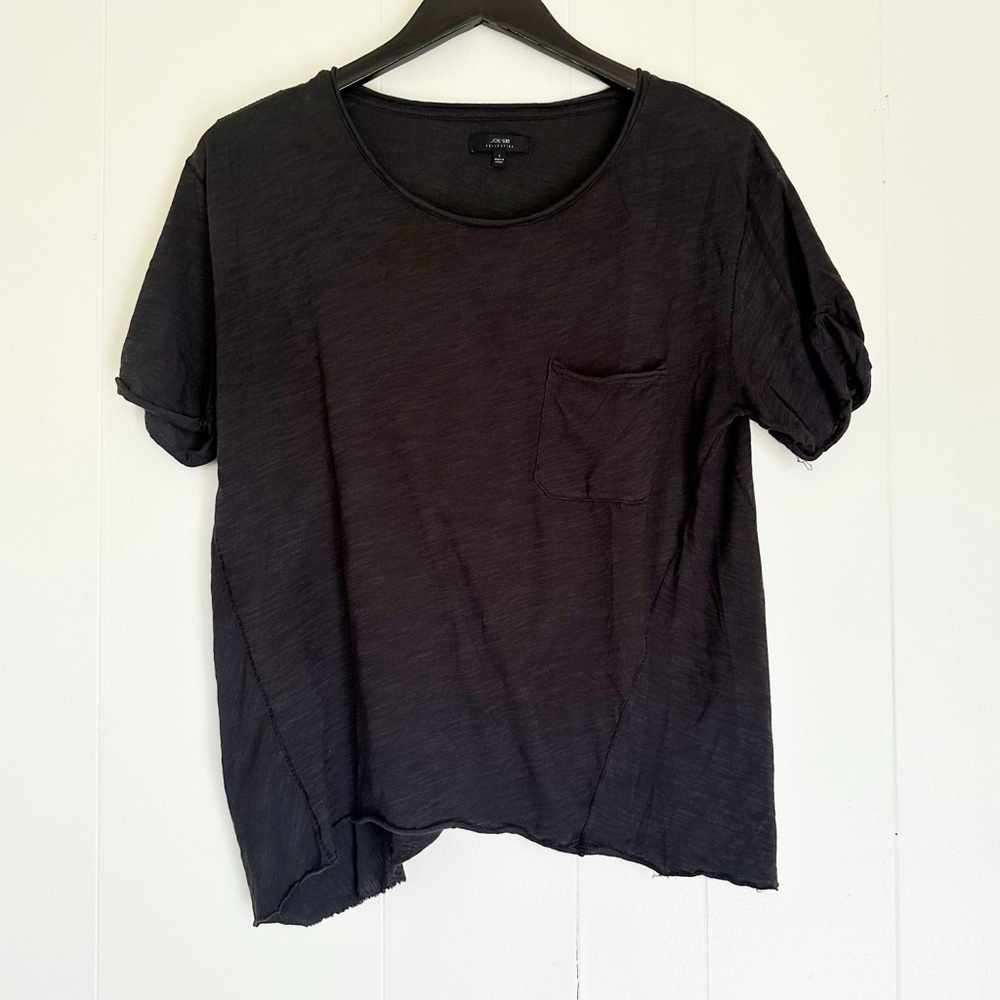 JOE’S Collection Black Crew Neck Tee Shirt Lightweight Semi Sheer Small